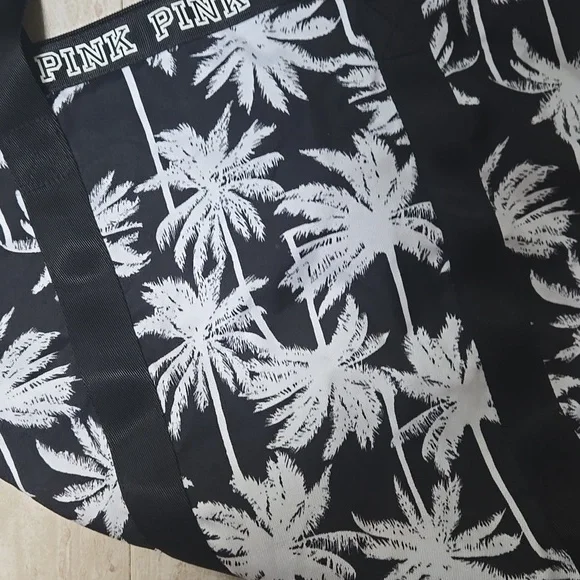 PINK Victoria's Secret Black/White Palm Tree Tote Bag - Picture 6 of 10